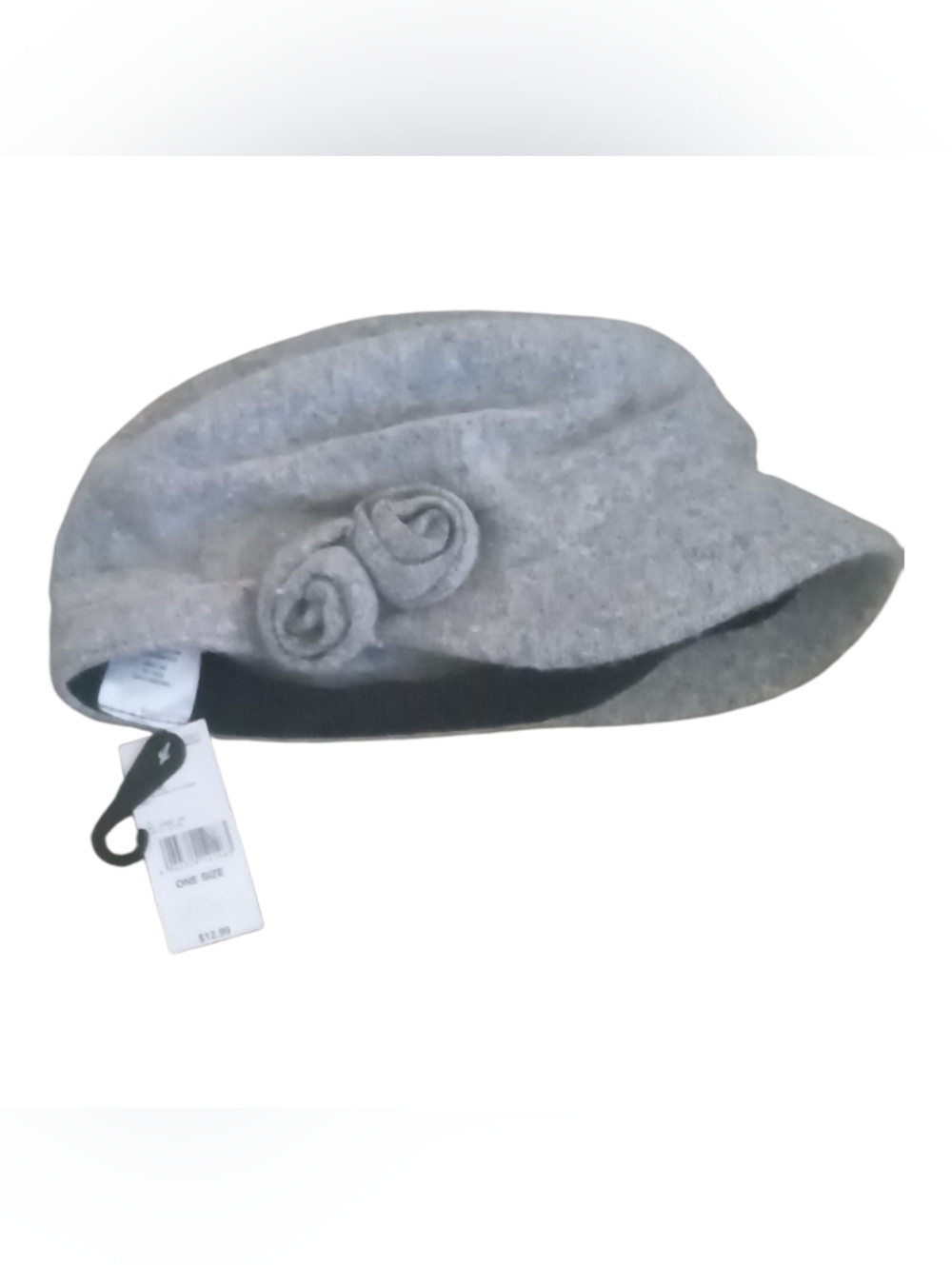 New Pageboy Hat Rossettes Melton Cabbie NWT Grey Wool Blend